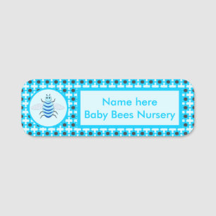Cute Blue Baby Boy Bee Custom Nursery Name Tag