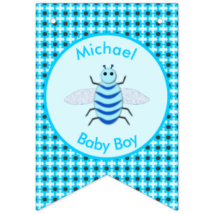 Cute Blue Baby Boy Bee Custom Nursery Room Bunting
