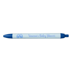 Cute Blue Baby Boy Bunny Feet Easter Baby Shower Black Ink Pen
