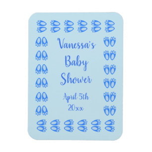 Cute Blue Baby Boy Bunny Feet Easter Baby Shower Magnet