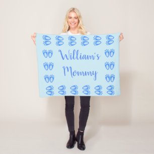 Cute Blue Baby Boy Bunny Feet Easter Custom Fleece Blanket