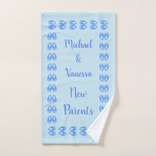Cute Blue Baby Boy Bunny Feet Easter Custom Hand Towel