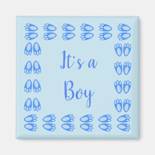 Cute Blue Baby Boy Bunny Feet Easter Custom Magnet