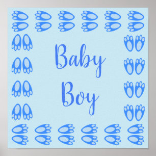 Cute Blue Baby Boy Bunny Feet Easter Custom Poster