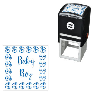 Cute Blue Baby Boy Bunny Feet Easter Custom Self-inking Stamp
