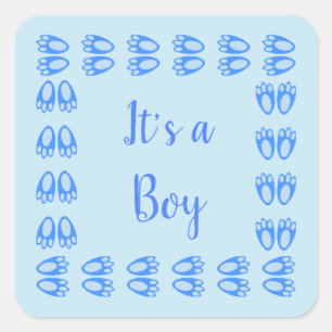 Cute Blue Baby Boy Bunny Feet Easter Custom Square Sticker