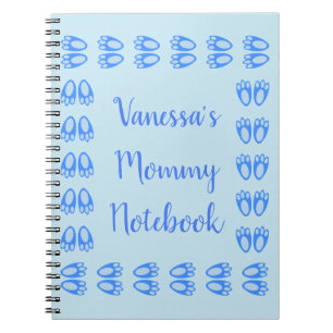 Cute Blue Baby Boy Bunny Feet Easter New Mum Notebook