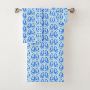 Cute Blue Baby Boy Bunny Feet Easter Patterned Bath Towel Set