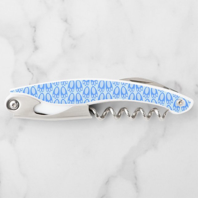 Cute Blue Baby Boy Bunny Feet Easter Patterned Corkscrew (Front)