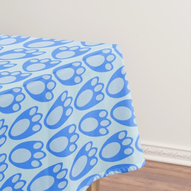 Cute Blue Baby Boy Bunny Feet Easter Patterned Tablecloth (In Situ)