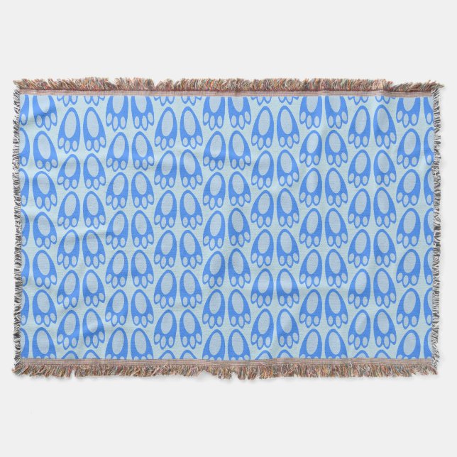Cute Blue Baby Boy Bunny Feet Easter Patterned Throw Blanket (Front)