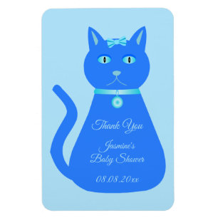 Cute Blue Baby Boy Cat Custom Baby Shower Favour Magnet