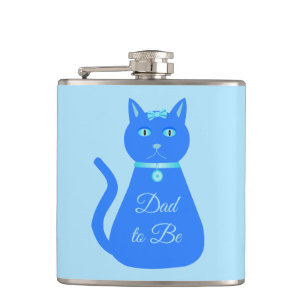 Cute Blue Baby Boy Cat Custom Dad to Be Hip Flask