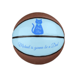 Cute Blue Baby Boy Cat Custom Dad to Be Mini Basketball