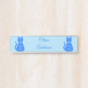 Cute Blue Baby Boy Cat Custom Door Sign