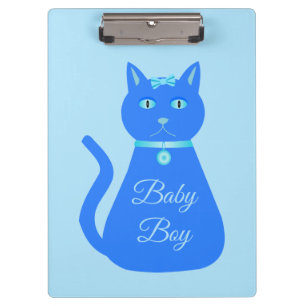 Cute Blue Baby Boy Cat Custom Gender Reveal Clipboard