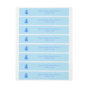Cute Blue Baby Boy Cat Custom Gender Reveal Wraparound Address Label