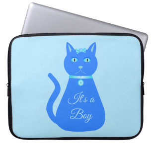 Cute Blue Baby Boy Cat Custom Laptop Sleeve