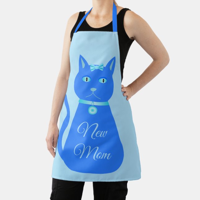 Cute Blue Baby Boy Cat Custom New Mum Apron (Insitu)