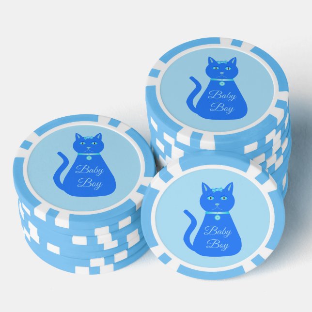 Cute Blue Baby Boy Cat Custom Poker Chips (Stack)