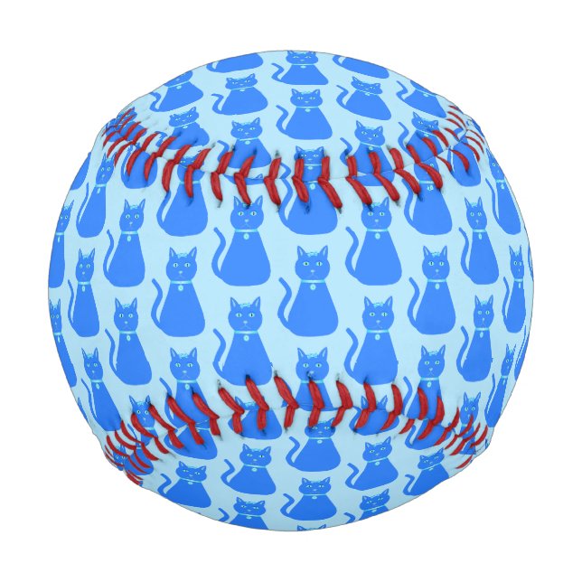 Cute Blue Baby Boy Cat Patterned Baseball (Front)