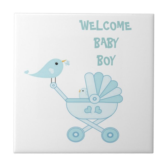 Cute Blue Baby Boy Ceramic Tile (Front)