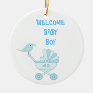 Cute Blue Baby Boy Ceramic Tree Decoration
