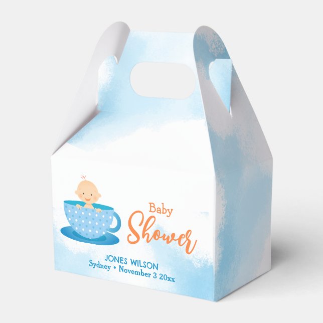 Cute Blue Baby boy Favour Boxes (Front Side)
