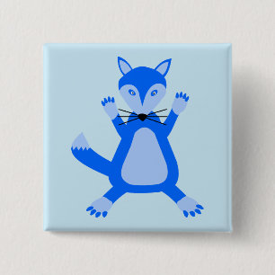 Cute Blue Baby Boy Fox 15 Cm Square Badge