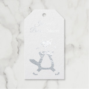 Cute Blue Baby Boy Fox Baby Shower Custom Gift Tags