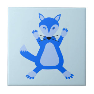 Cute Blue Baby Boy Fox Ceramic Tile