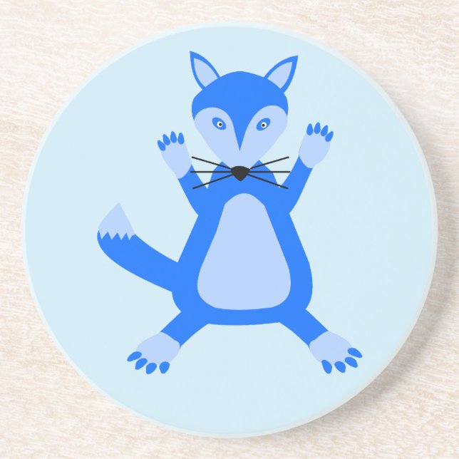 Cute Blue Baby Boy Fox Coaster (Front)