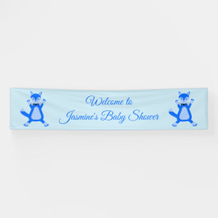 Cute Blue Baby Boy Fox Custom Baby Shower Banner