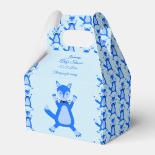Cute Blue Baby Boy Fox Custom Baby Shower Favour Box