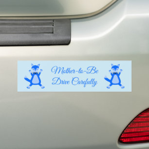 Cute Blue Baby Boy Fox Custom Bumper Sticker