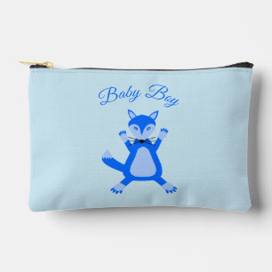 Cute Blue Baby Boy Fox Custom Gender Reveal Accessory Pouch