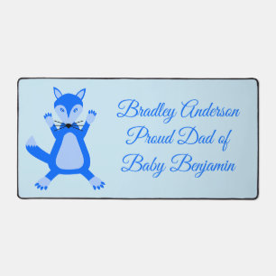 Cute Blue Baby Boy Fox Custom New Dad Desk Mat