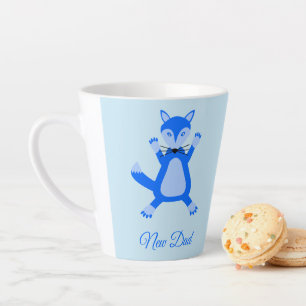 Cute Blue Baby Boy Fox Custom New Dad Latte Mug