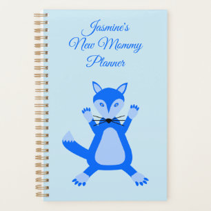 Cute Blue Baby Boy Fox Custom New Mum Planner
