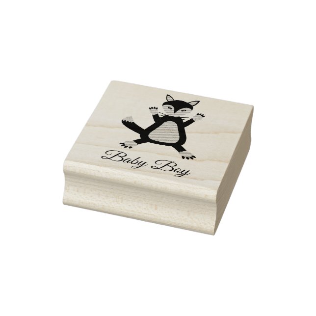 Cute Blue Baby Boy Fox Custom Rubber Stamp (Stamp)