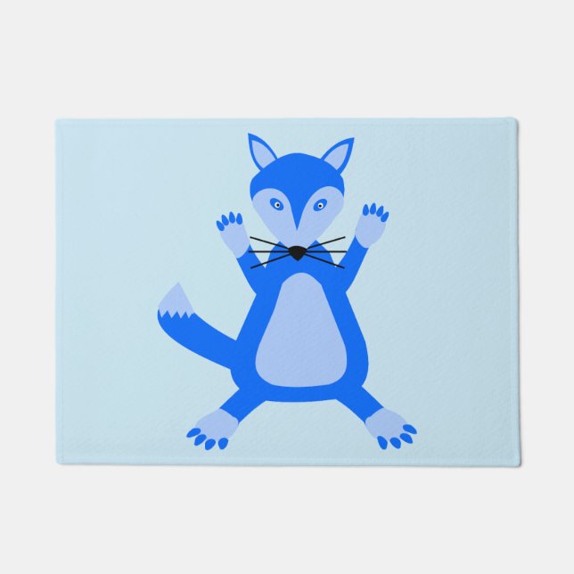 Cute Blue Baby Boy Fox Doormat (Front)