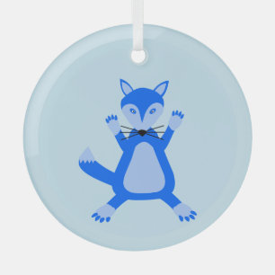 Cute Blue Baby Boy Fox Glass Tree Decoration