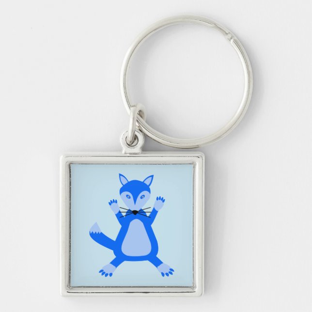 Cute Blue Baby Boy Fox Key Ring (Front)