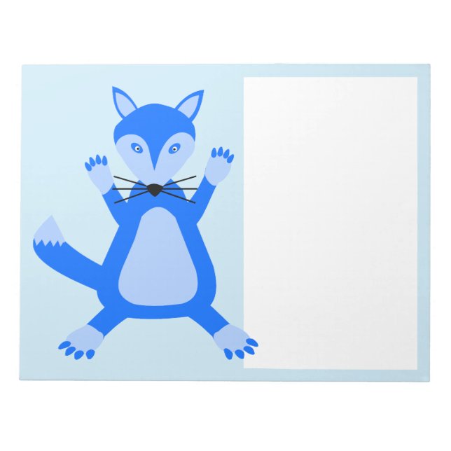 Cute Blue Baby Boy Fox Notepad (Front)