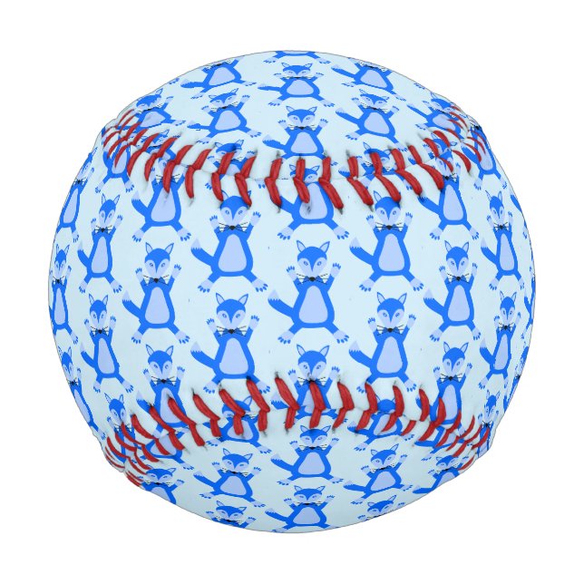 Cute Blue Baby Boy Fox Patterned Baseball (Front)