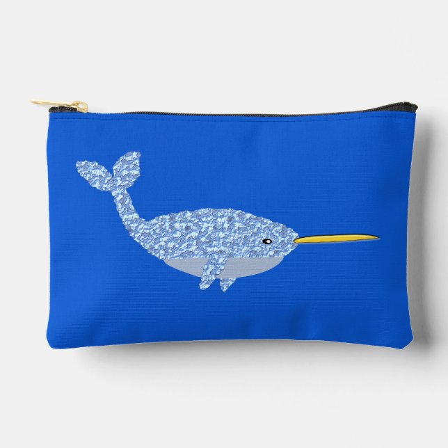 Cute Blue Baby Boy Narwhal Accessory Pouch (Front)