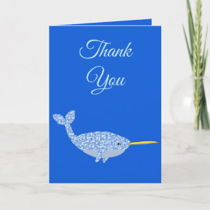 Cute Blue Baby Boy Narwhal Baby Shower Custom Card