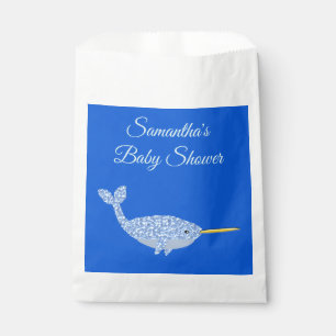 Cute Blue Baby Boy Narwhal Baby Shower Custom Favour Bag