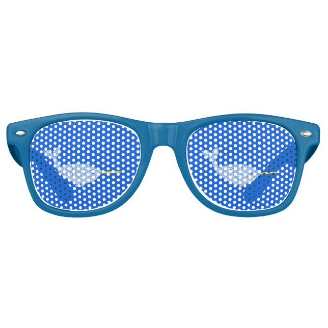 Cute Blue Baby Boy Narwhal Baby Shower Retro Sunglasses (Front)