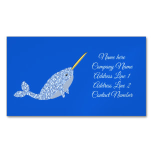 Cute Blue Baby Boy Narwhal Custom Magnetic Business Card
